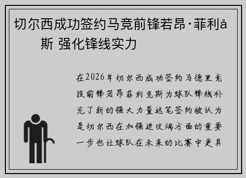 切尔西成功签约马竞前锋若昂·菲利克斯 强化锋线实力
